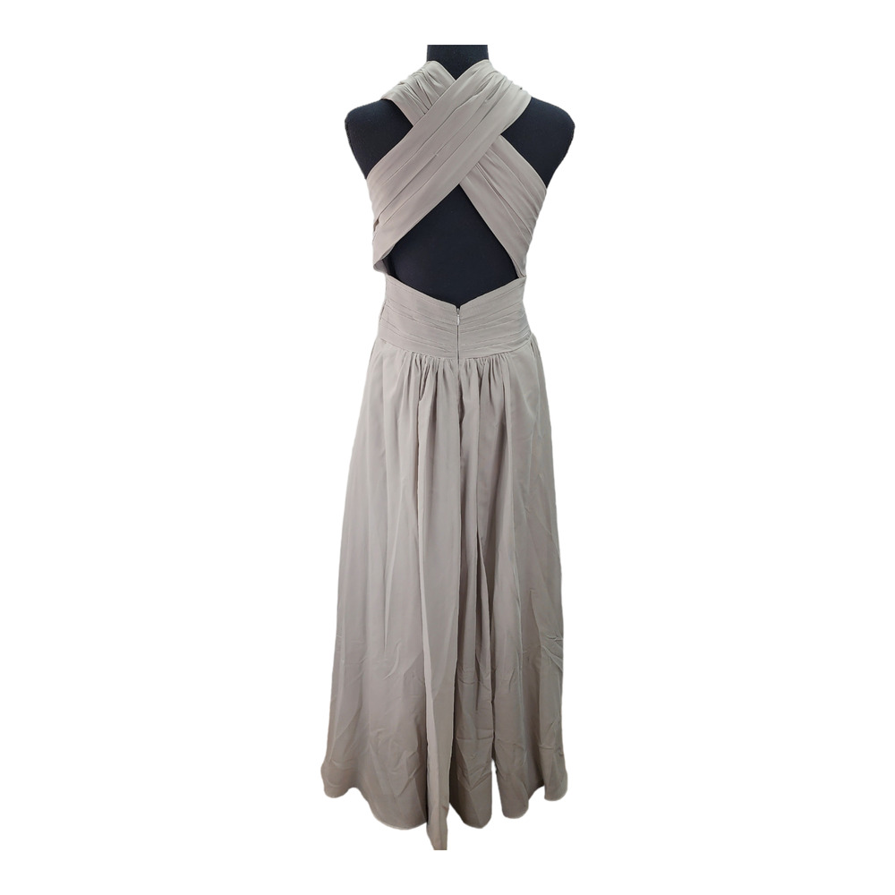 LanTing Bride Gray Halter Dress Small Lined Bridesmaid Prom Cocktail Formal READ - Picture 2 of 16